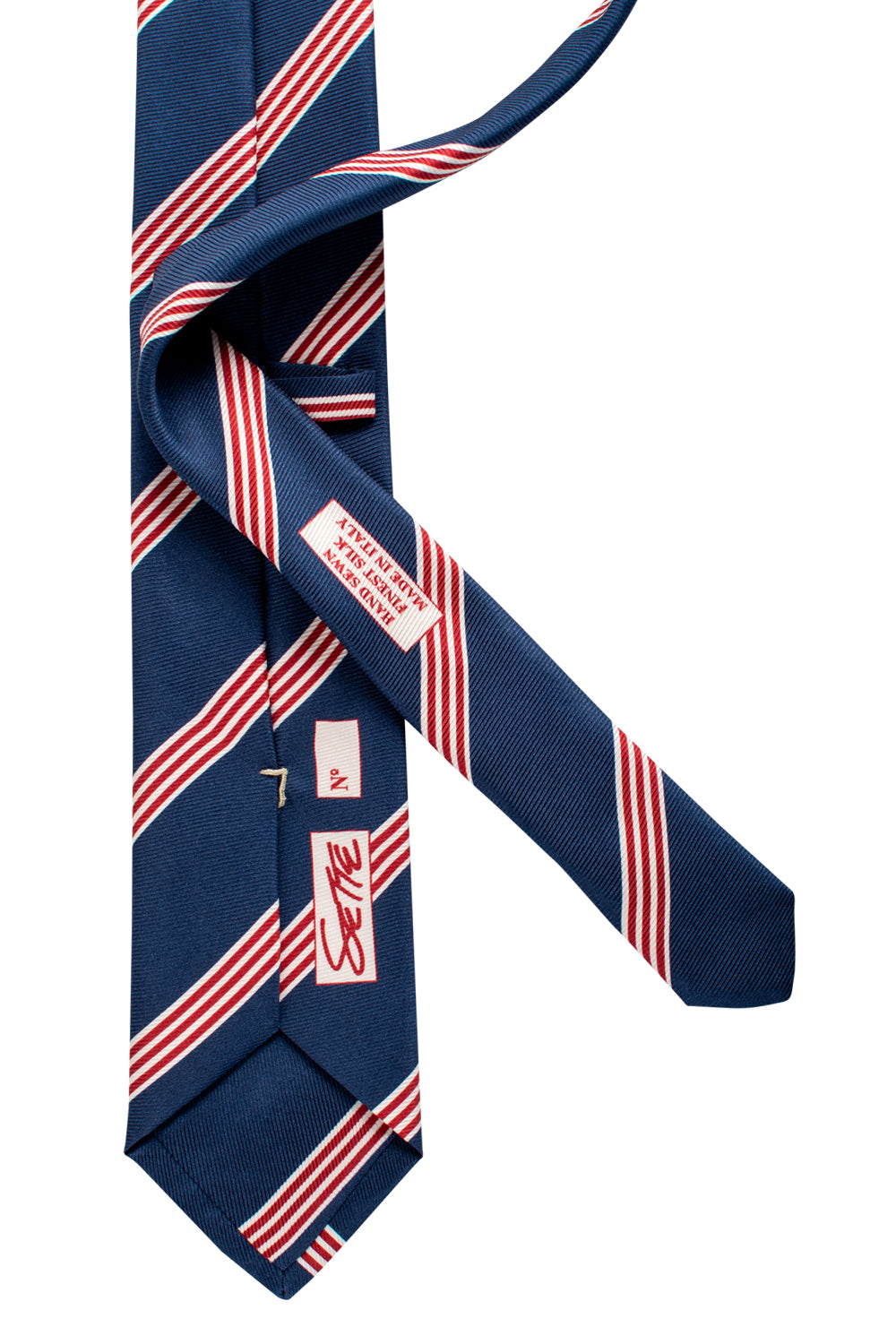 Yacht - Striped Printed Twill - High-Quality Italian Silk Ties