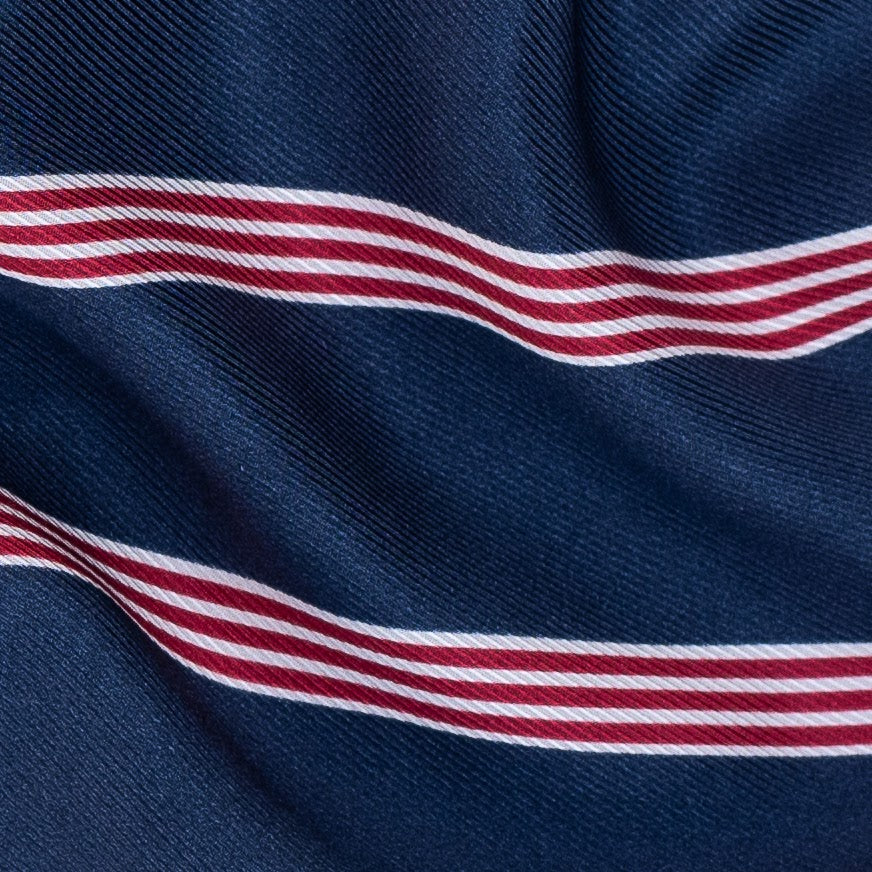 Yacht - Striped Printed Twill - High-Quality Italian Silk Ties
